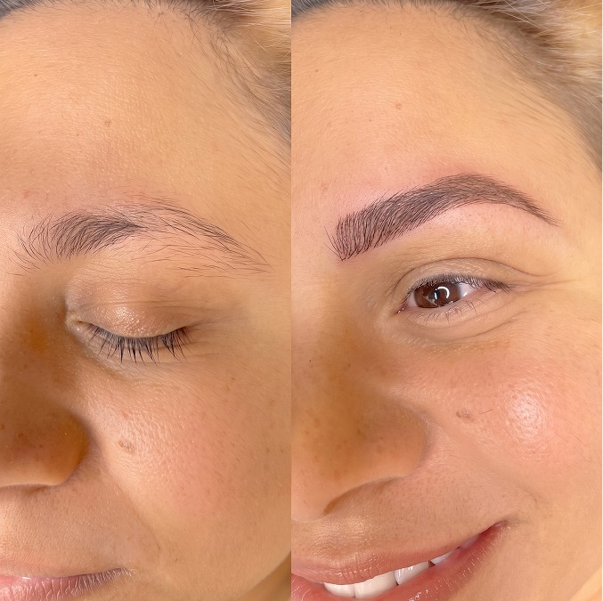 Avant et après — transformation des sourcils