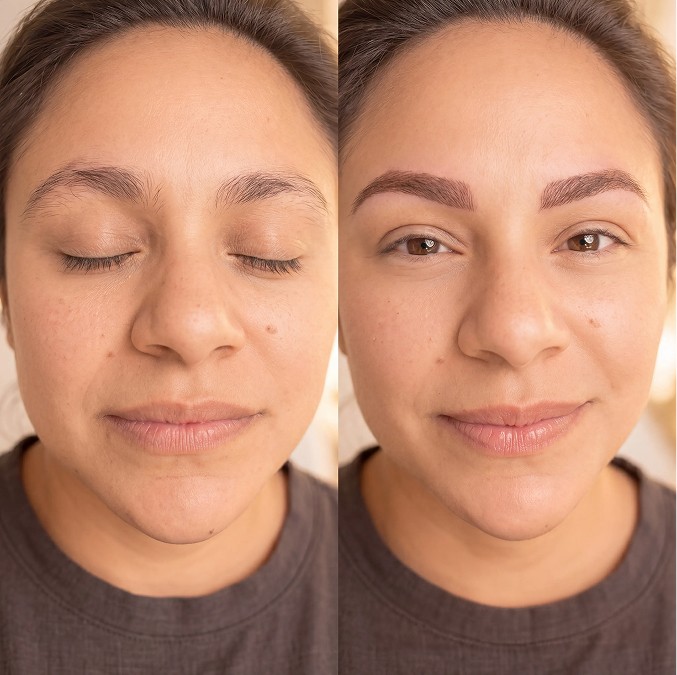 Avant et après — comparaison sourcils, portrait