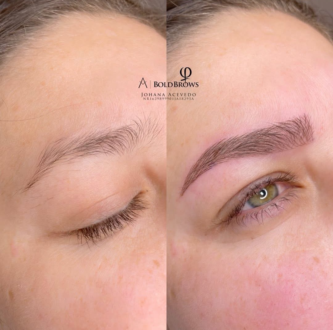 Avant et après — micropigmentation des sourcils, résultat naturel